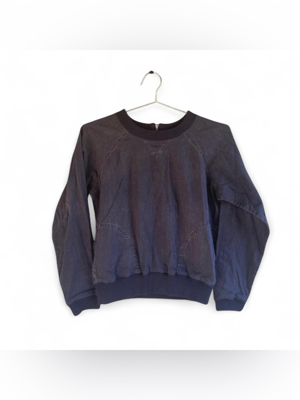 Madewell Charcoal Grey Crewneck Sweatshirt – Minimal Bomber Detail Pullover (S)